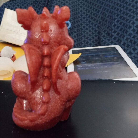 Handmade Red Speak No Evil Dragon Statue - Picture 3 of 6